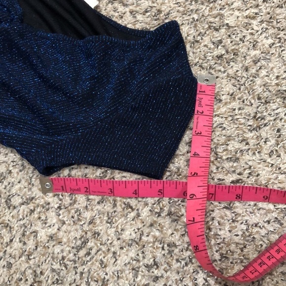 Francesca’s Collection See You Monday Dress Size XL Black Metallic Blue Stripes - Picture 9 of 10